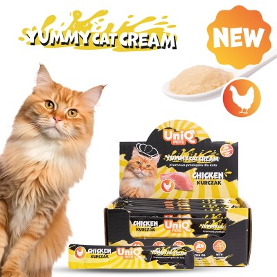 Uniq Yummy Cat Cream 15gr για Γάτες με Κοτόπουλο 50τμχ