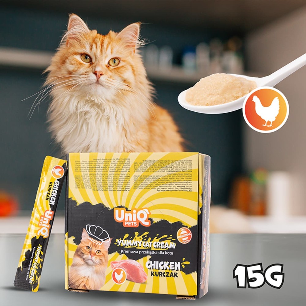 Uniq Yummy Cat Cream 15gr για Γάτες με Κοτόπουλο 50τμχ