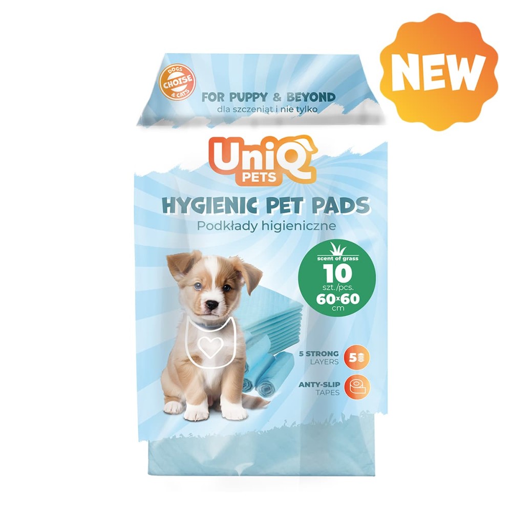 Uniq Πάνες Επιδαπέδιες Σκύλου Μπλε με Μυρωδιά Γρασίδι 60x60εκ. 10τμχ
