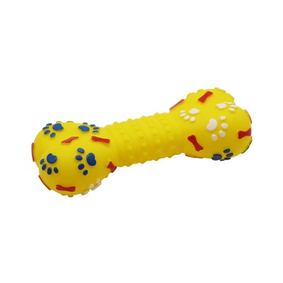 Uniq Παιχνίδι για Σκύλους Πλαστικό Κόκκαλο με Ανάγλυφα Πατουσάκια Κίτρινο Με ήχο 25εκ.