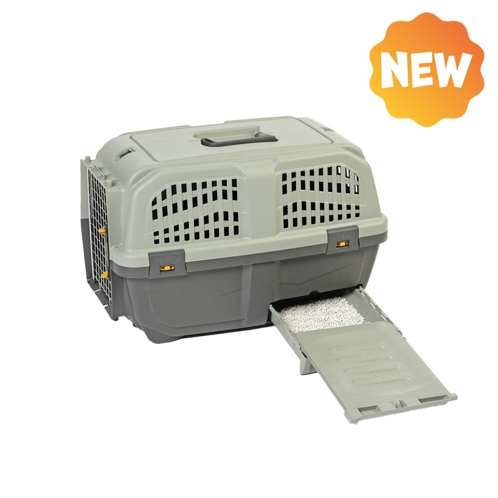 Uniq Pets Κλουβί Μεταφοράς Γάτας Για Ταξίδι Χωρίς Bpa (Δισφαινόλη) Γκρι με Λεκάνη Άμμου Γάτας