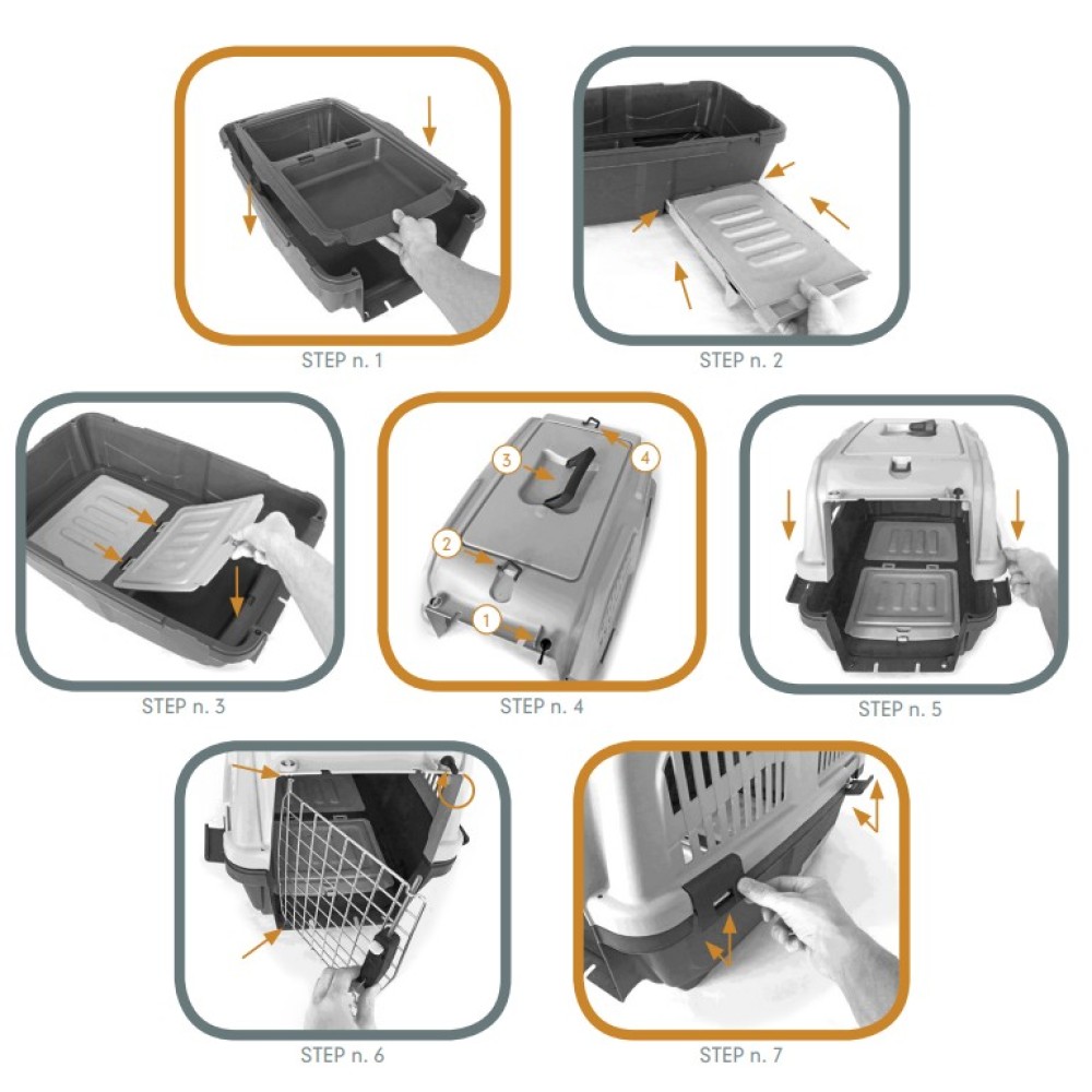 Uniq Pets Κλουβί Μεταφοράς Γάτας Για Ταξίδι Χωρίς Bpa (Δισφαινόλη) Γκρι με Λεκάνη Άμμου Γάτας