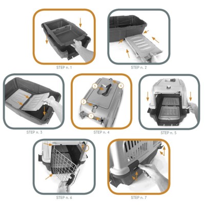 Uniq Pets Κλουβί Μεταφοράς Γάτας Για Ταξίδι Χωρίς Bpa (Δισφαινόλη) Γκρι με Λεκάνη Άμμου Γάτας