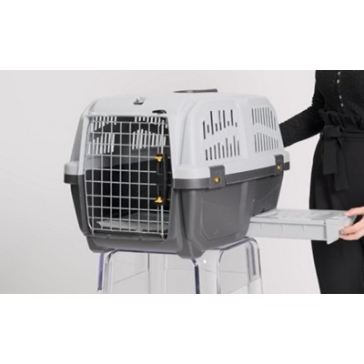 Uniq Pets Κλουβί Μεταφοράς Γάτας Για Ταξίδι Χωρίς Bpa (Δισφαινόλη) Γκρι με Λεκάνη Άμμου Γάτας