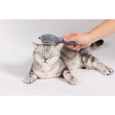 Uniq Pets Χτένα Γάτας Περιποίησης σε Σχήμα Γάτας Γκρι