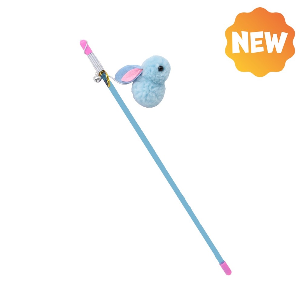 Uniq Pets Παιχνίδι Γάτας Swishy Πλαστική Ράβδος με Λούτρινο Κουνελάκι σε Σχοινί