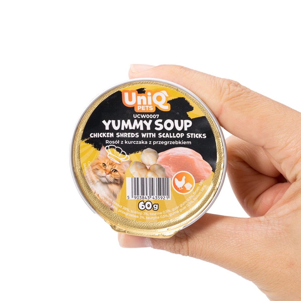 Uniq Yummy Soup 60gr για Γάτες με Κοτόπουλο και Χτένια σε Τασάκι 6τμχ