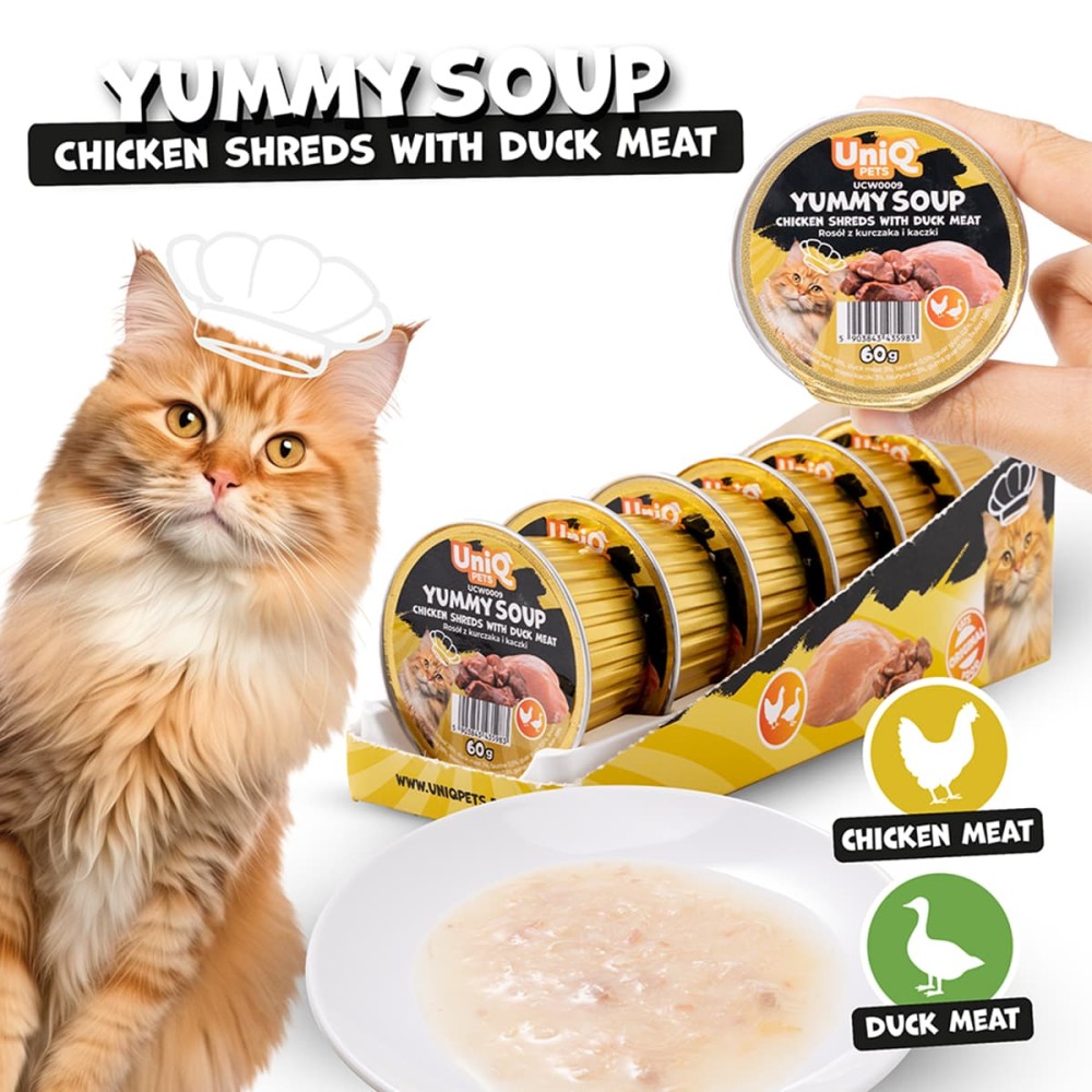 Uniq Yummy Soup 60gr για Γάτες με Κοτόπουλο και Πάπια σε Τασάκι 6τμχ