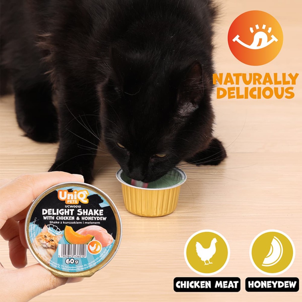Uniq Delight Shake 60gr για Γάτες με Κοτόπουλο και Πεπόνι σε Τασάκι 6τμχ