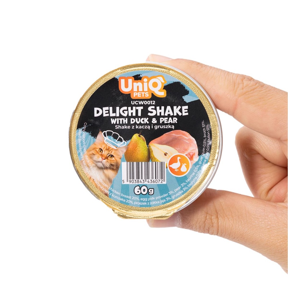 Uniq Delight Shake 60gr για Γάτες με Πάπια και Αχλάδι σε Τασάκι 6τμχ