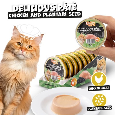 Uniq Delicious Pate 30gr για Γάτες με Κοτόπουλο και Ψύλλιο σε Τασάκι 8τμχ