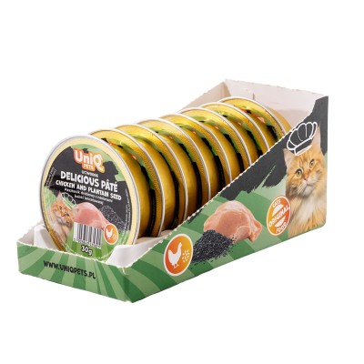 Uniq Delicious Pate 30gr για Γάτες με Κοτόπουλο και Ψύλλιο σε Τασάκι 8τμχ