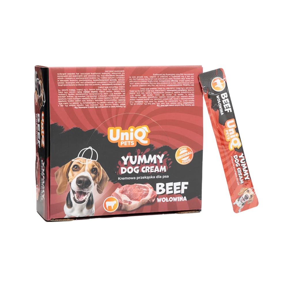 Uniq Yummy Dog Cream 15gr για Σκύλους με Μοσχάρι 50τμχ
