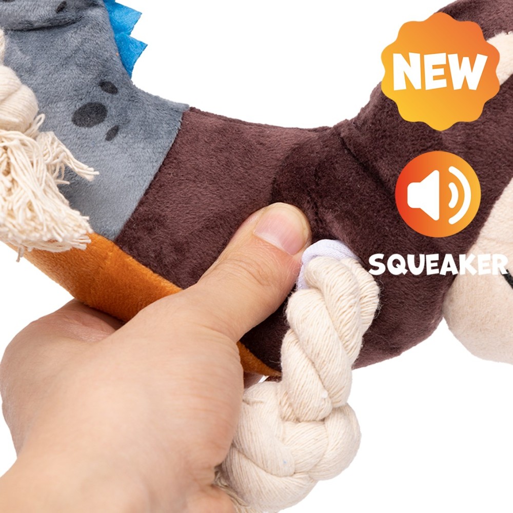 Uniq Παιχνίδι Σκύλου Squeakies Monkey-Dino Tug Λούτρινο Παιχνίδι με Ενσωματωμένη Σφυρίχτρα 29x12x13cm