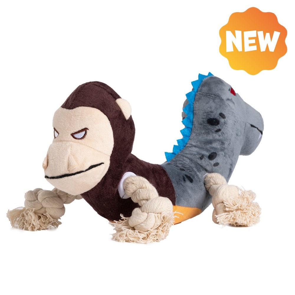 Uniq Παιχνίδι Σκύλου Squeakies Monkey-Dino Tug Λούτρινο Παιχνίδι με Ενσωματωμένη Σφυρίχτρα 29x12x13cm