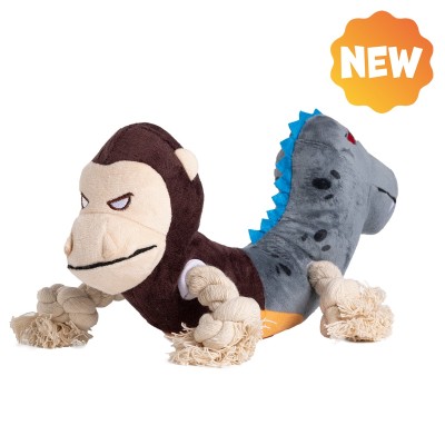 Uniq Παιχνίδι Σκύλου Squeakies Monkey-Dino Tug Λούτρινο Παιχνίδι με Ενσωματωμένη Σφυρίχτρα 29x12x13cm