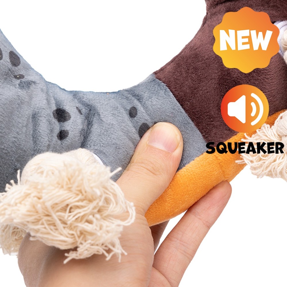Uniq Παιχνίδι Σκύλου Squeakies Monkey-Dino Tug Λούτρινο Παιχνίδι με Ενσωματωμένη Σφυρίχτρα 29x12x13cm
