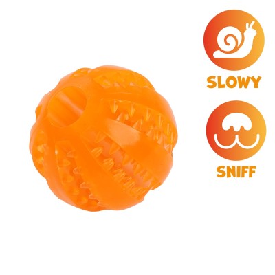 Uniq Slowy 6cm Μπάλα Οδοντικής Φροντίδας από TPR με Άρωμα Μέντας και Υποδοχή για Λιχουδιές Πορτοκαλί