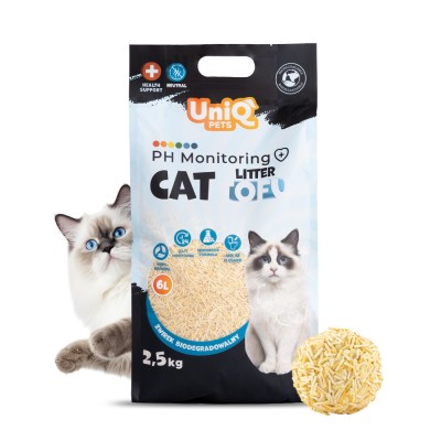 Uniq Άμμος Γάτας Tofu Βιοδιασπώμενη με Ένδειξη pH Ούρων Neutral 6lt