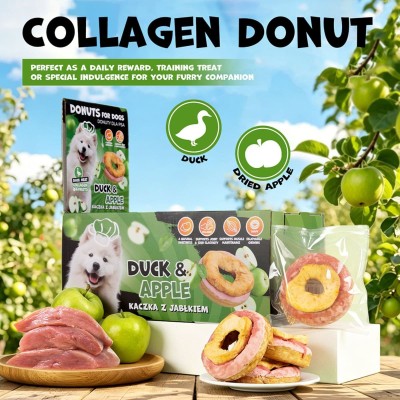 Uniq 30gr Λιχουδιά για Σκύλους Donut Κολλαγόνου με Πάπια και Μήλο 7εκ. 10τμχ