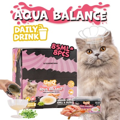 Uniq Daily Drink Aqua Balance 85ml για Γάτες με Κοτόπουλο, Krill και Alfalfa 8τμχ