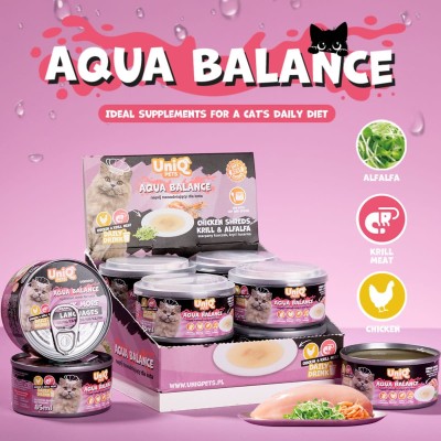 Uniq Daily Drink Aqua Balance 85ml για Γάτες με Κοτόπουλο, Krill και Alfalfa 8τμχ