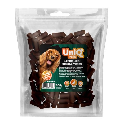 Uniq 500gr Λιχουδιά για Σκύλους Μίνι Οδοντιατρικοί Σωλήνες με Κουνέλι